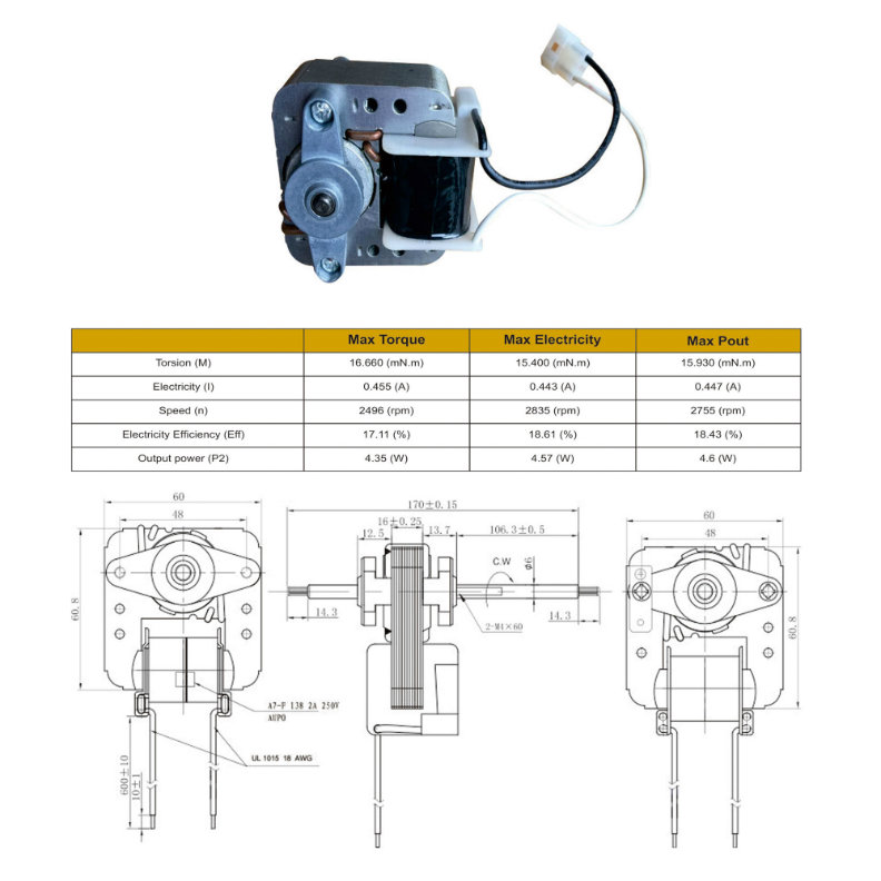 Электродвигатель двигателя выхлопного вентилятора двигателя нагревателя с одобрением UL/CE