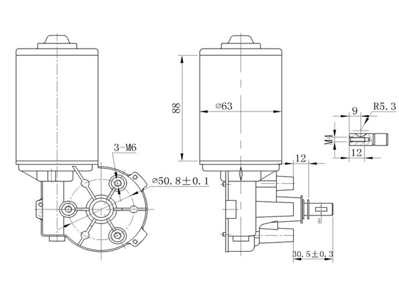 D63 DC Electric Gear Motor 